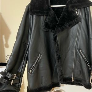 Faux Fur Leather Jacket